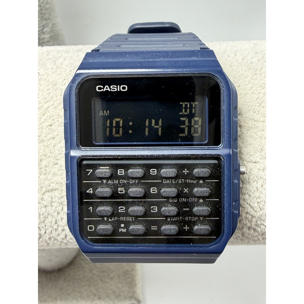 Casio CA-53W New Battery Mens Watch 34MM 8" Blue Resin Band Mod 3208